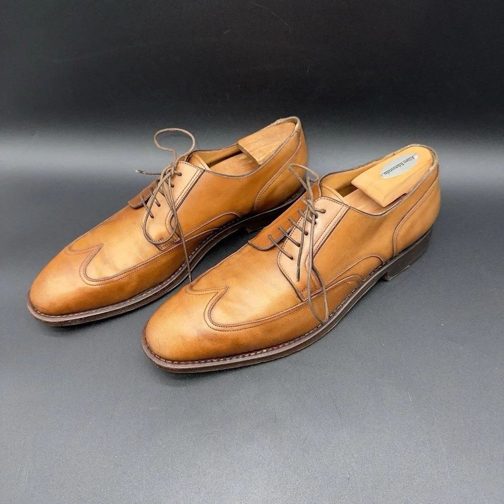 Salvatore Ferragamo Tramezza Tan Leather Split Toe Derby Oxfords Mens 9.5 D
